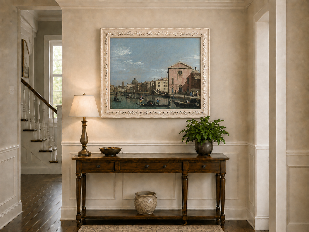 Landscape Oil Painting - Venice Grand Canal Church View
