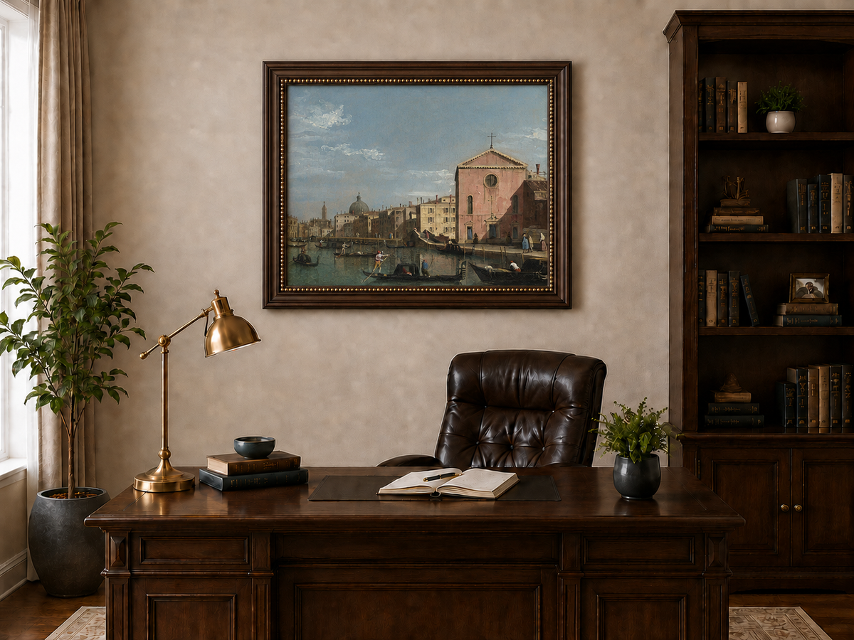 Landscape Oil Painting - Venice Grand Canal Church View