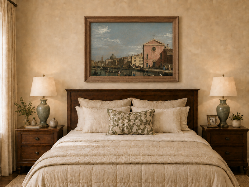 Landscape Oil Painting - Venice Grand Canal Church View