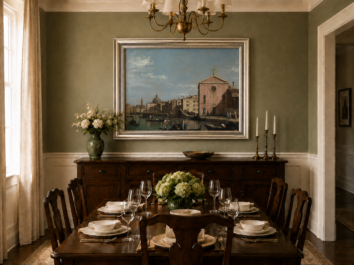 Landscape Oil Painting - Venice Grand Canal Church View