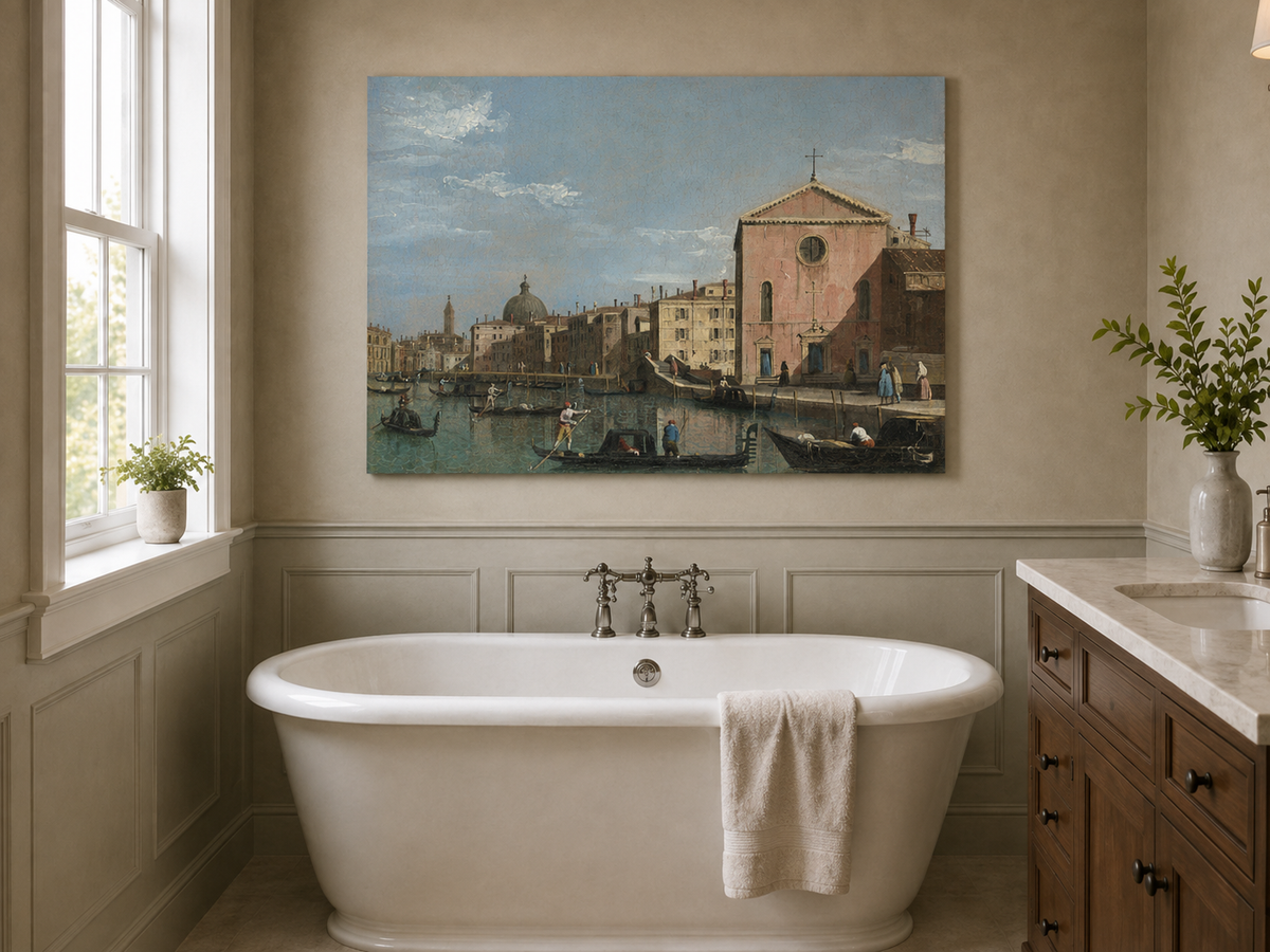 Landscape Oil Painting - Venice Grand Canal Church View