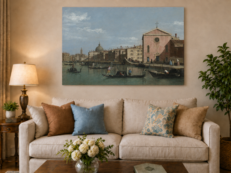 Landscape Oil Painting - Venice Grand Canal Church View