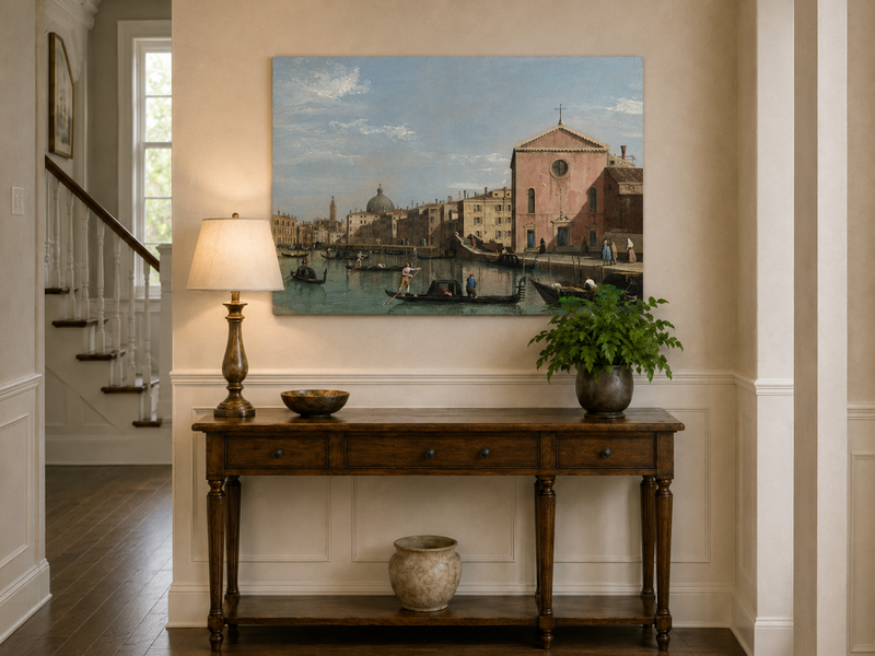 Landscape Oil Painting - Venice Grand Canal Church View