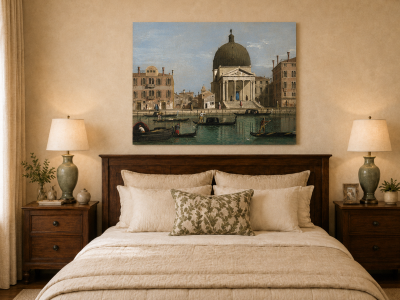 Landscape Oil Painting - Venice Canal and Church View
