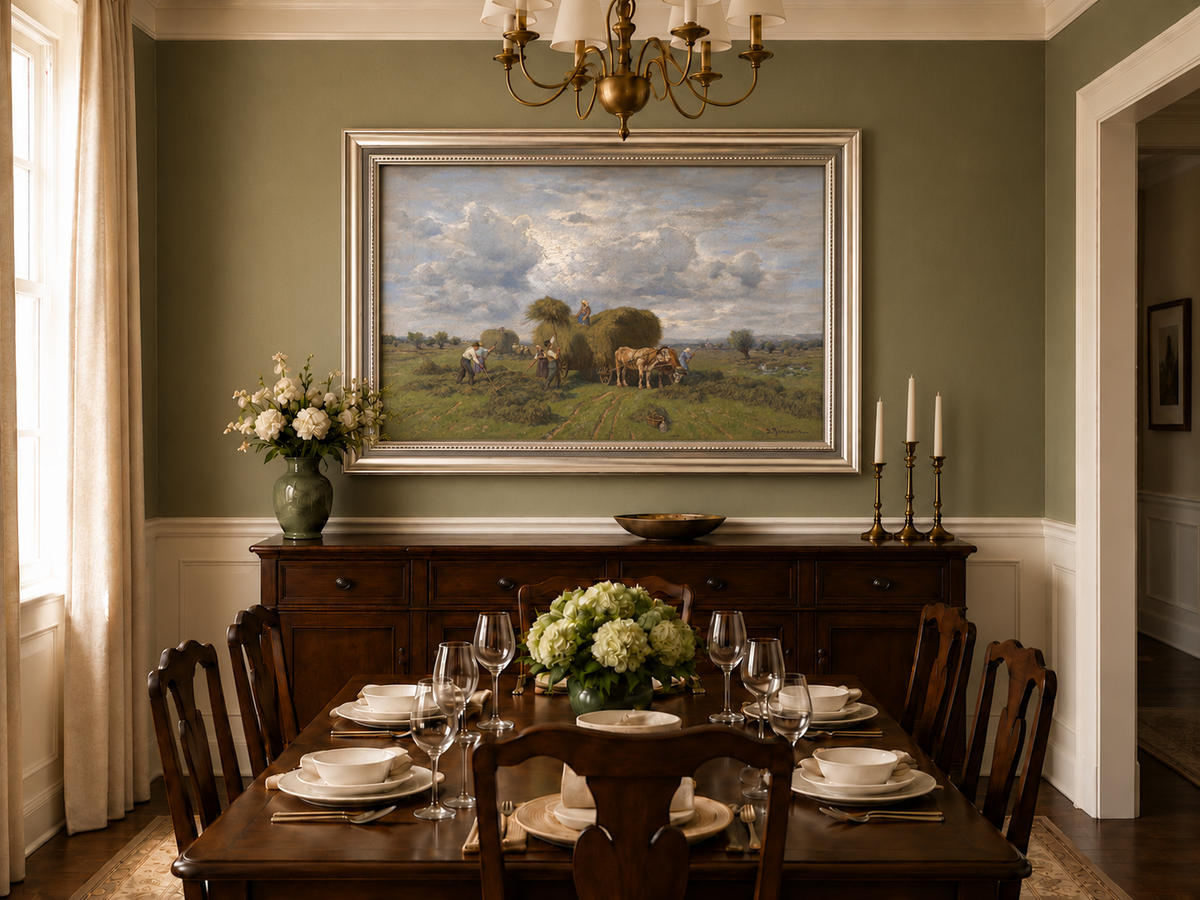 Landscape Oil Painting - European Rural Harvest Landscape Oil