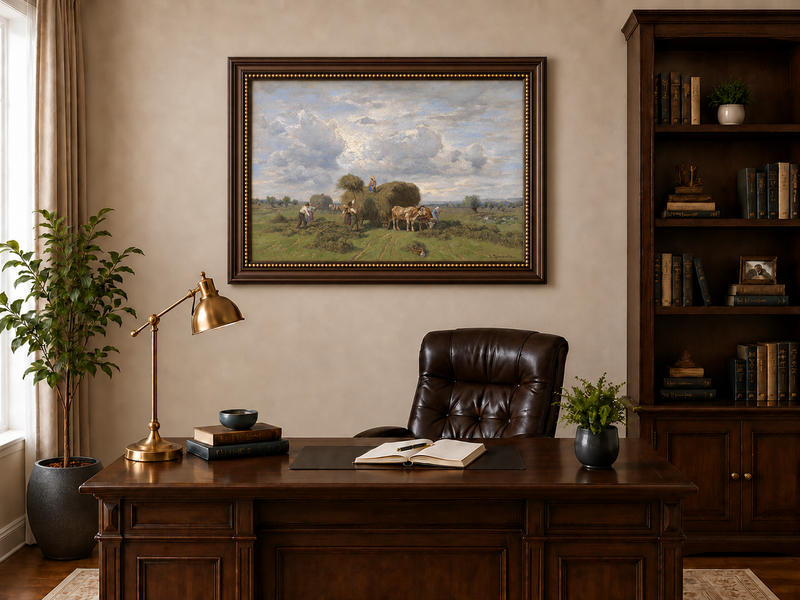 Landscape Oil Painting - European Rural Harvest Landscape Oil