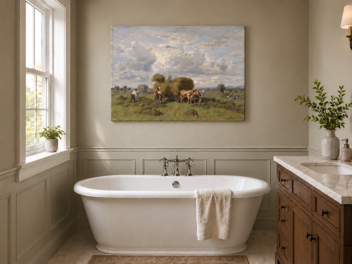 Landscape Oil Painting - European Rural Harvest Landscape Oil