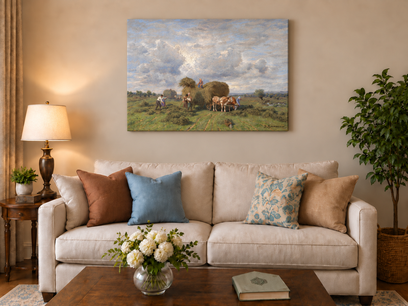 Landscape Oil Painting - European Rural Harvest Landscape Oil