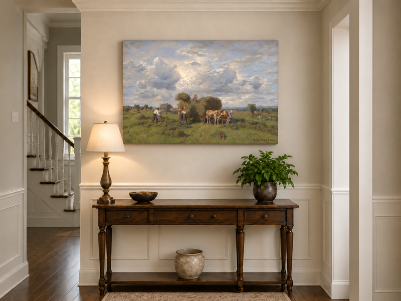 Landscape Oil Painting - European Rural Harvest Landscape Oil