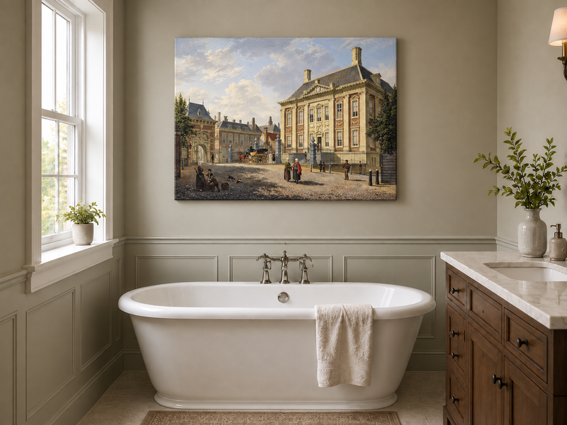 Landscape Oil Painting - Classic European City Square Scene