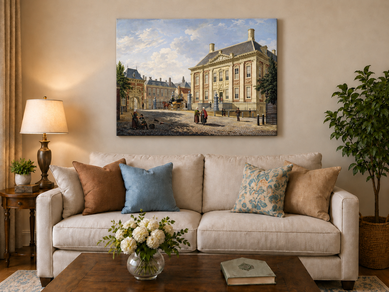 Landscape Oil Painting - Classic European City Square Scene
