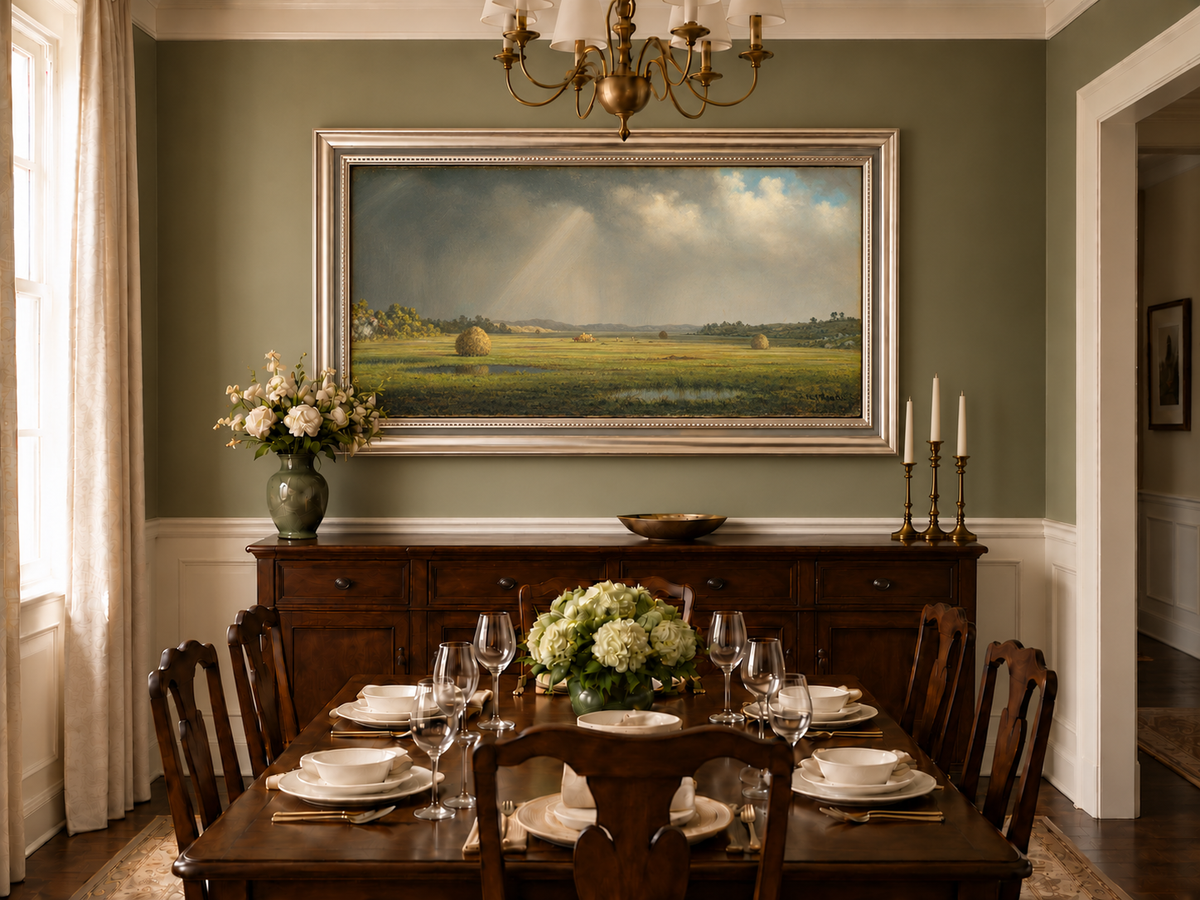 Landscape Oil Painting - Sunlight Over Newburyport Meadows