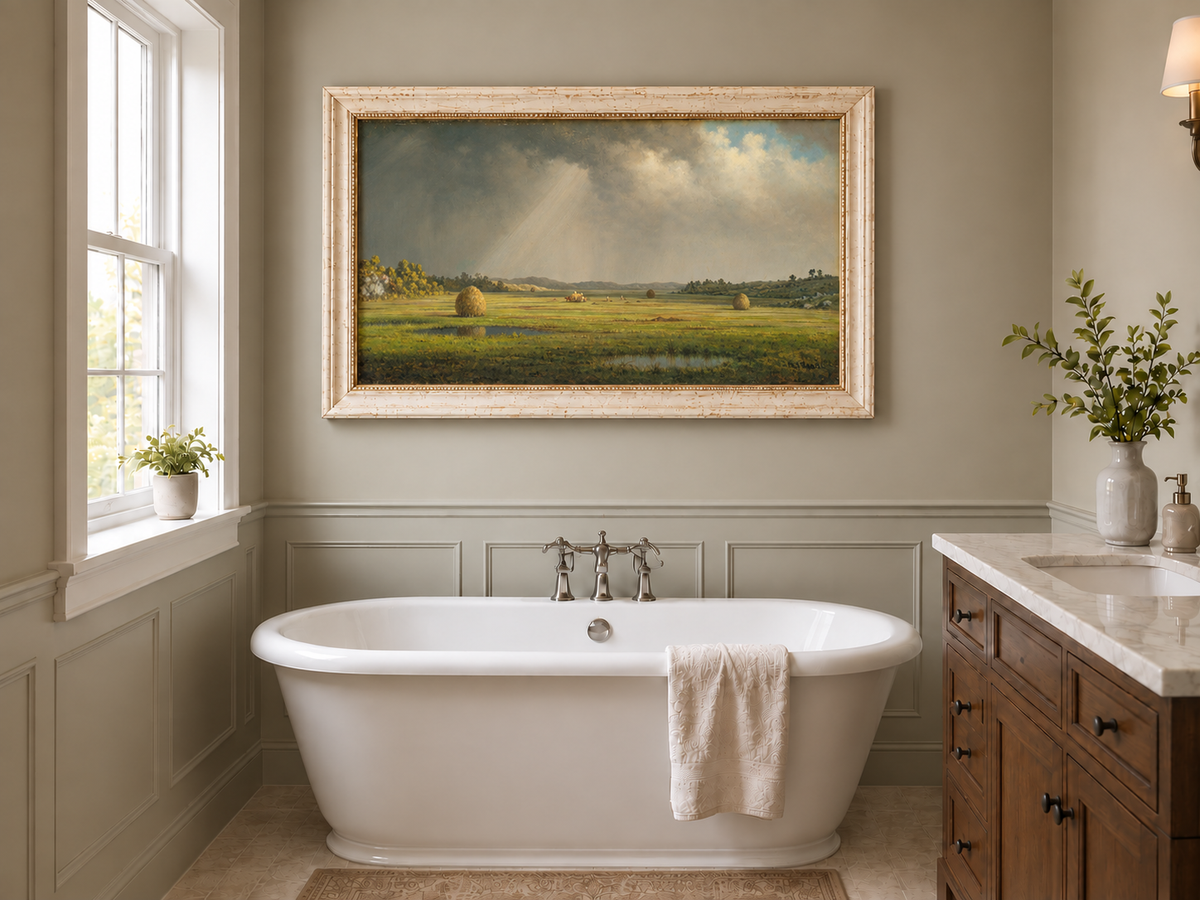 Landscape Oil Painting - Sunlight Over Newburyport Meadows