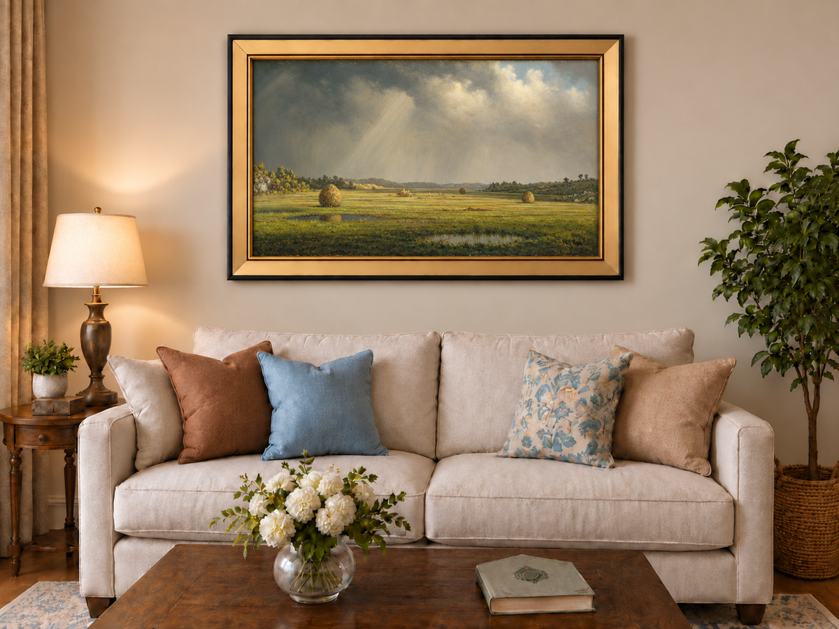 Landscape Oil Painting - Sunlight Over Newburyport Meadows