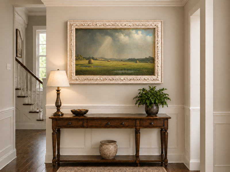 Landscape Oil Painting - Sunlight Over Newburyport Meadows
