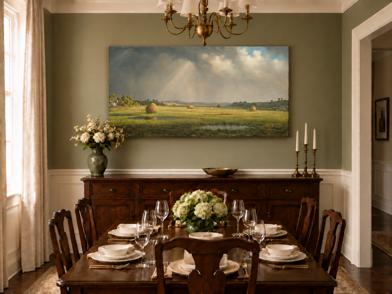 Landscape Oil Painting - Sunlight Over Newburyport Meadows