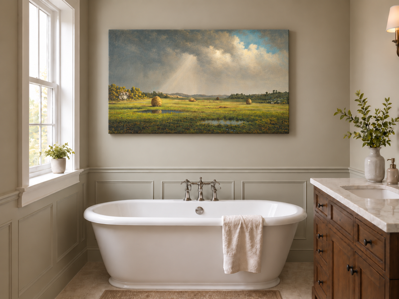 Landscape Oil Painting - Sunlight Over Newburyport Meadows