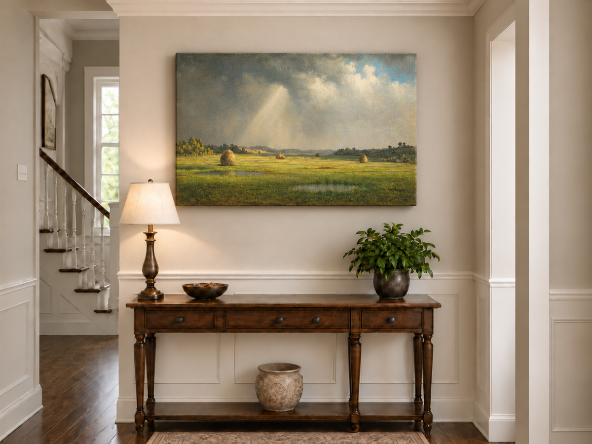 Landscape Oil Painting - Sunlight Over Newburyport Meadows