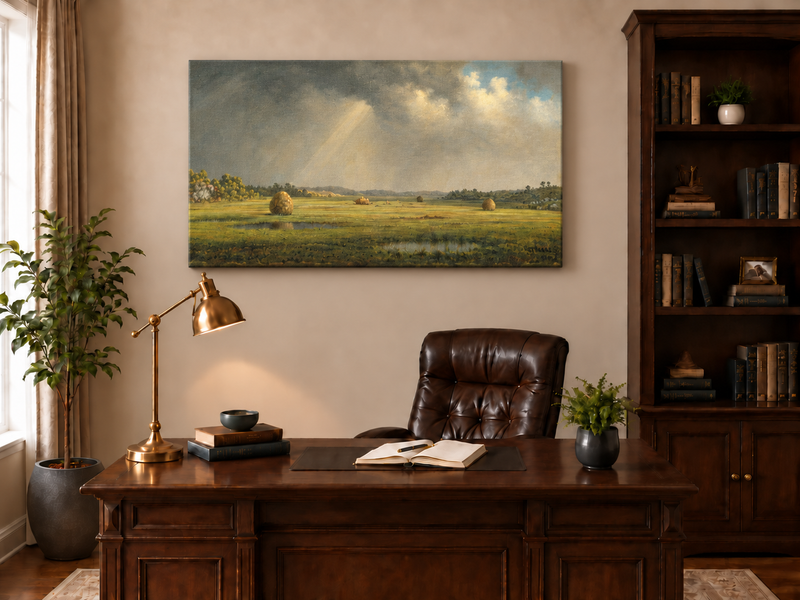 Landscape Oil Painting - Sunlight Over Newburyport Meadows