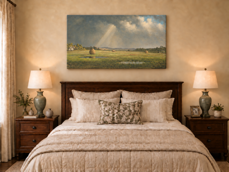 Landscape Oil Painting - Sunlight Over Newburyport Meadows