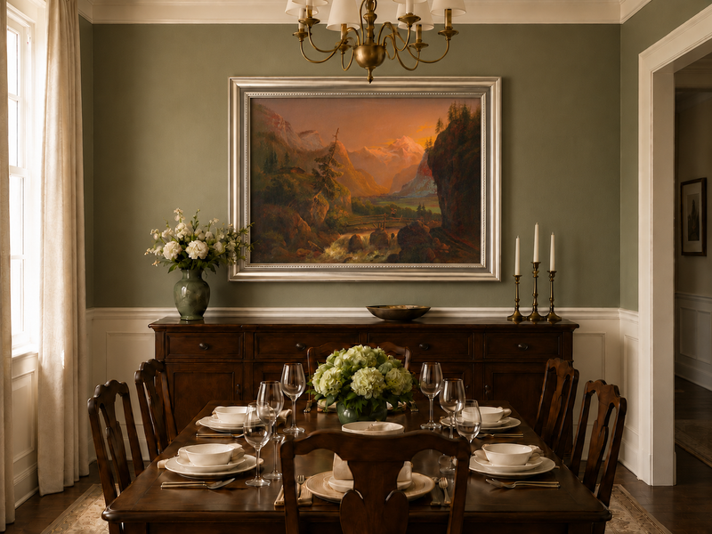 Landscape Oil Painting - Alpine Valley Sunset