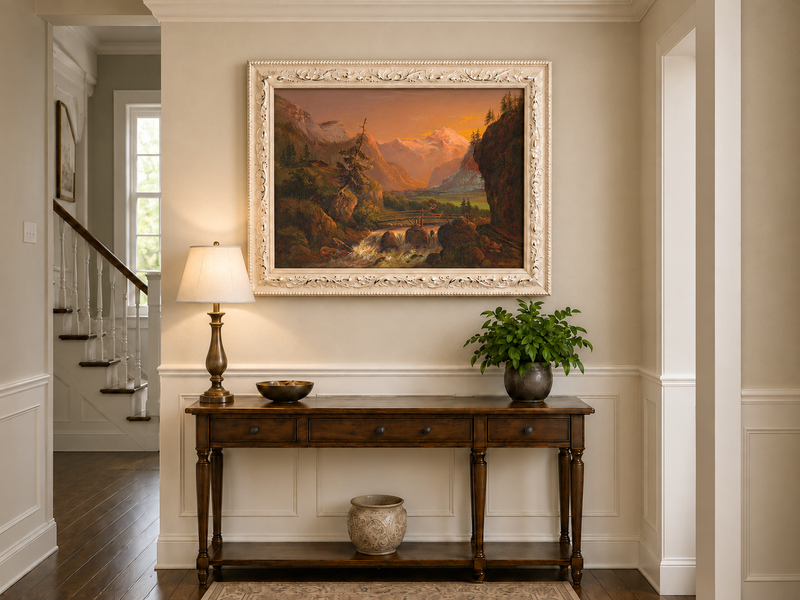 Landscape Oil Painting - Alpine Valley Sunset
