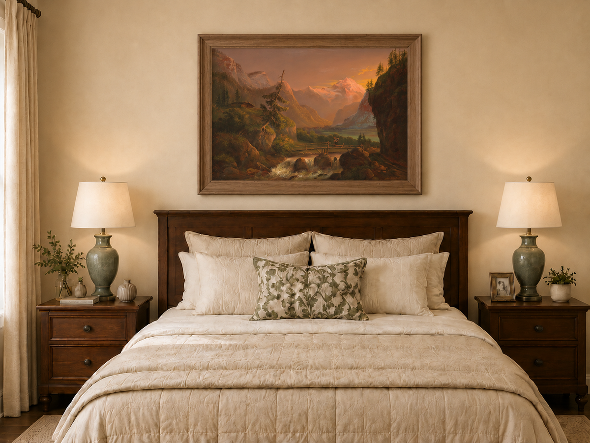 Landscape Oil Painting - Alpine Valley Sunset