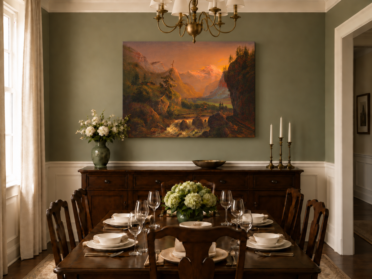 Landscape Oil Painting - Alpine Valley Sunset