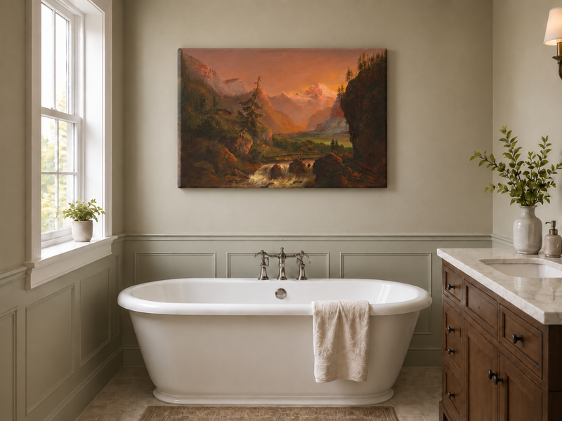 Landscape Oil Painting - Alpine Valley Sunset