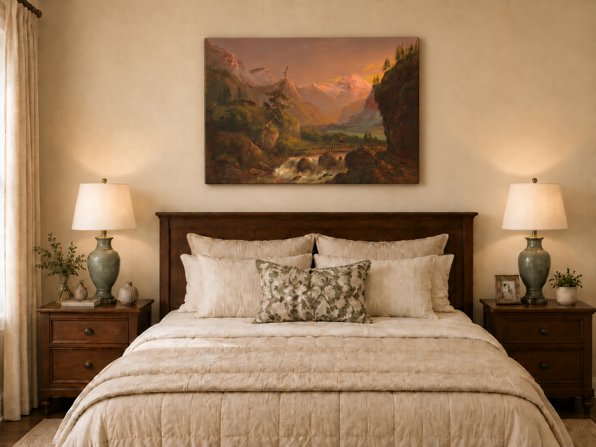 Landscape Oil Painting - Alpine Valley Sunset