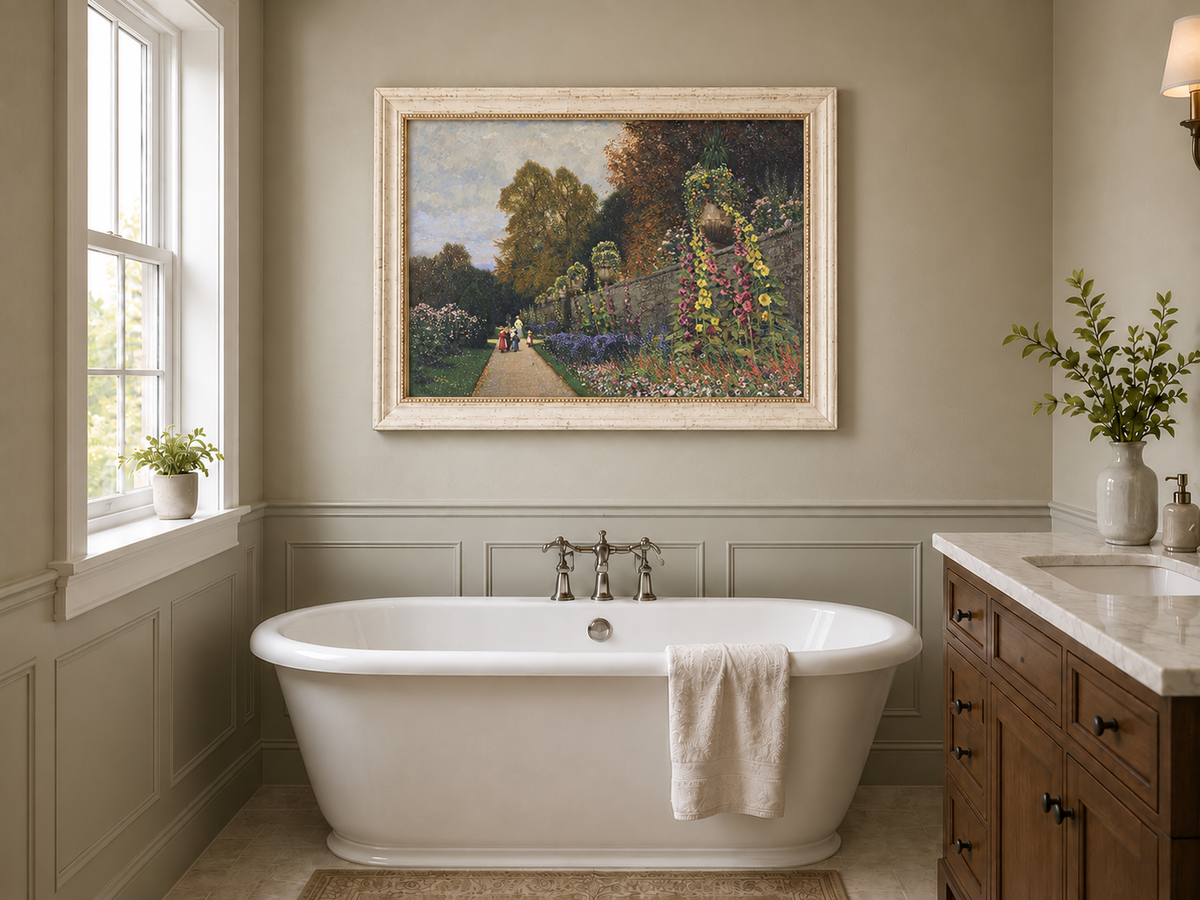 Peinture à l'huile de paysage - Allée de jardin ornemental