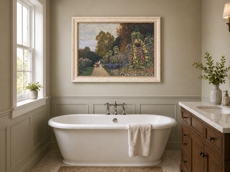 Peinture à l'huile de paysage - Allée de jardin ornemental