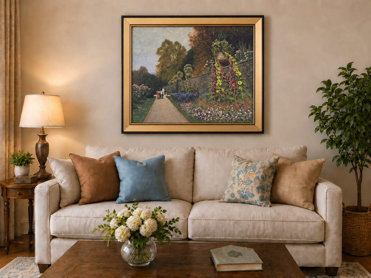 Peinture à l'huile de paysage - Allée de jardin ornemental