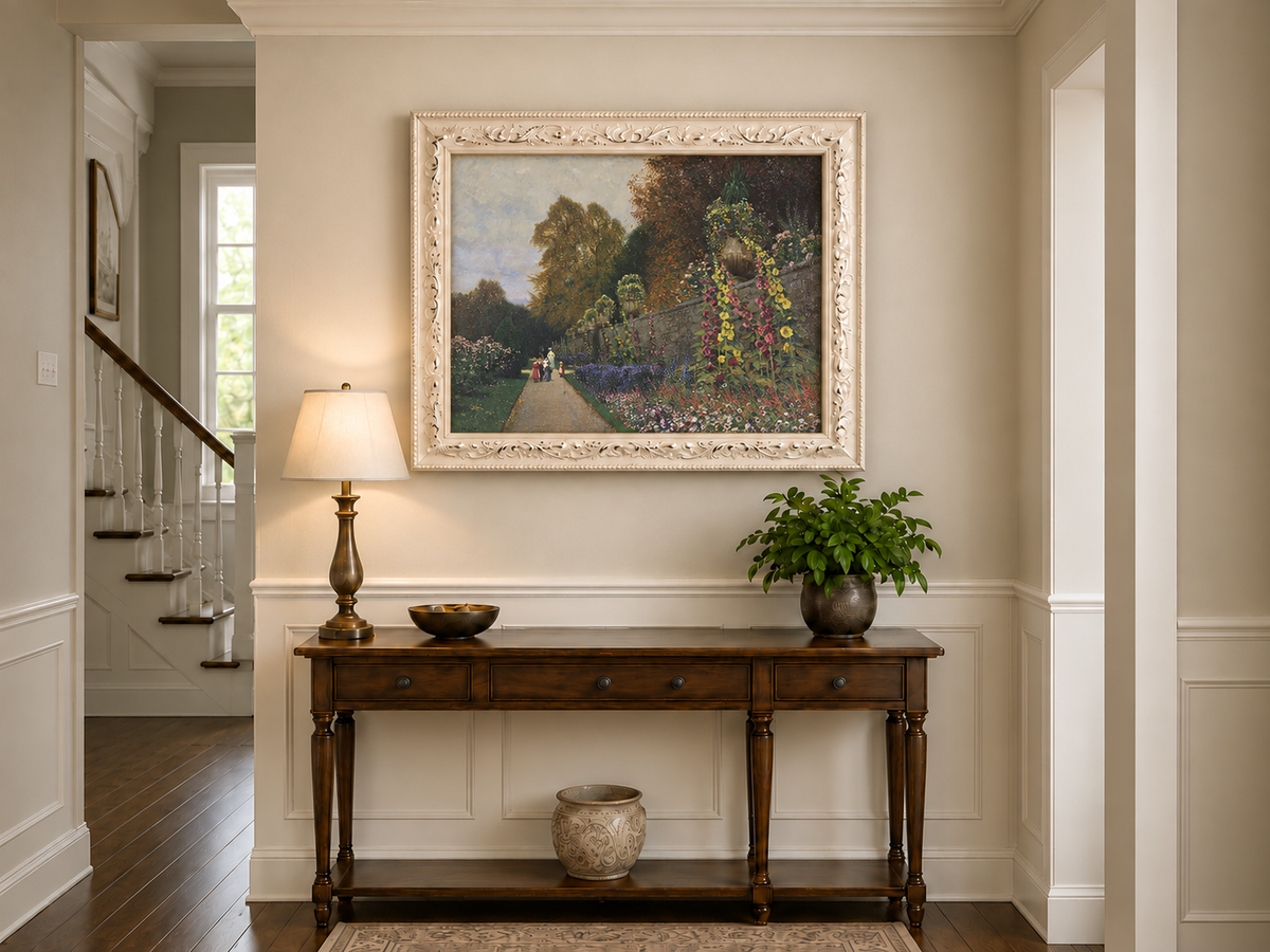 Peinture à l'huile de paysage - Allée de jardin ornemental