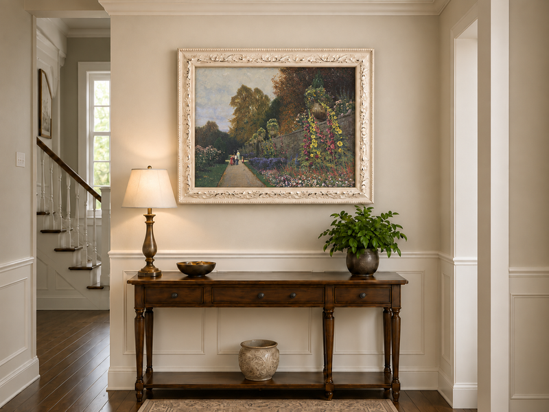 Peinture à l'huile de paysage - Allée de jardin ornemental