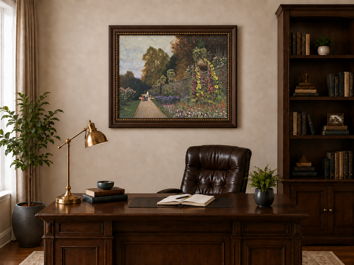 Peinture à l'huile de paysage - Allée de jardin ornemental