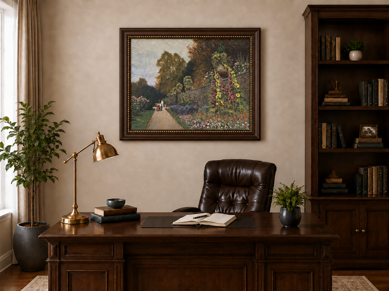 Peinture à l'huile de paysage - Allée de jardin ornemental