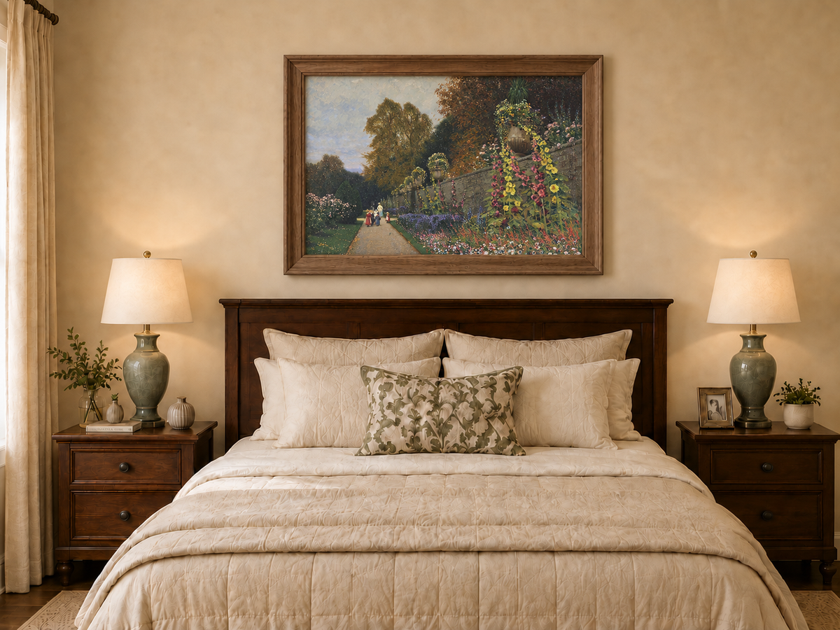 Peinture à l'huile de paysage - Allée de jardin ornemental