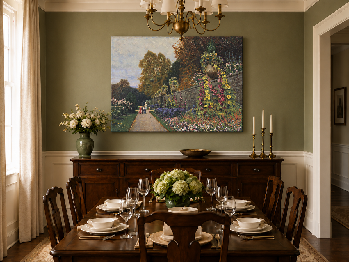 Peinture à l'huile de paysage - Allée de jardin ornemental