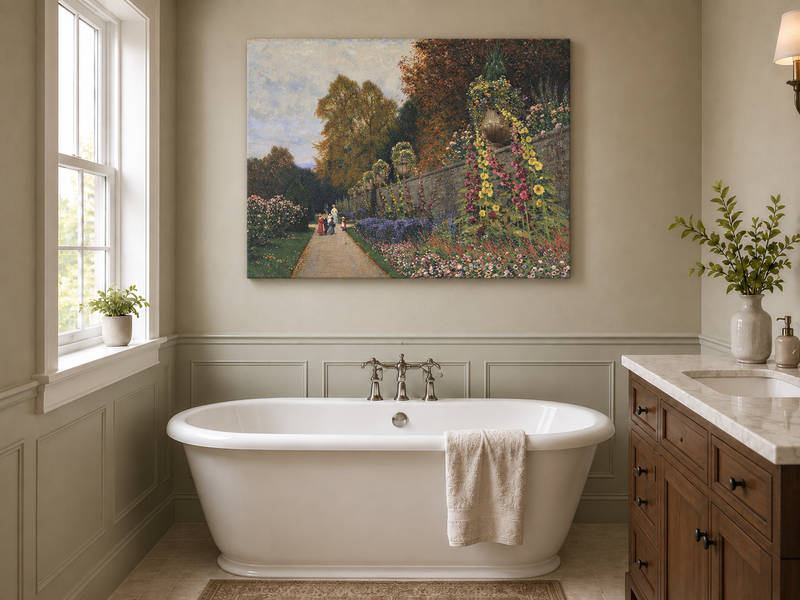 Peinture à l'huile de paysage - Allée de jardin ornemental