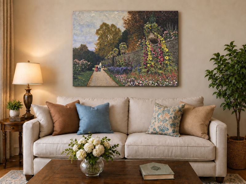 Peinture à l'huile de paysage - Allée de jardin ornemental