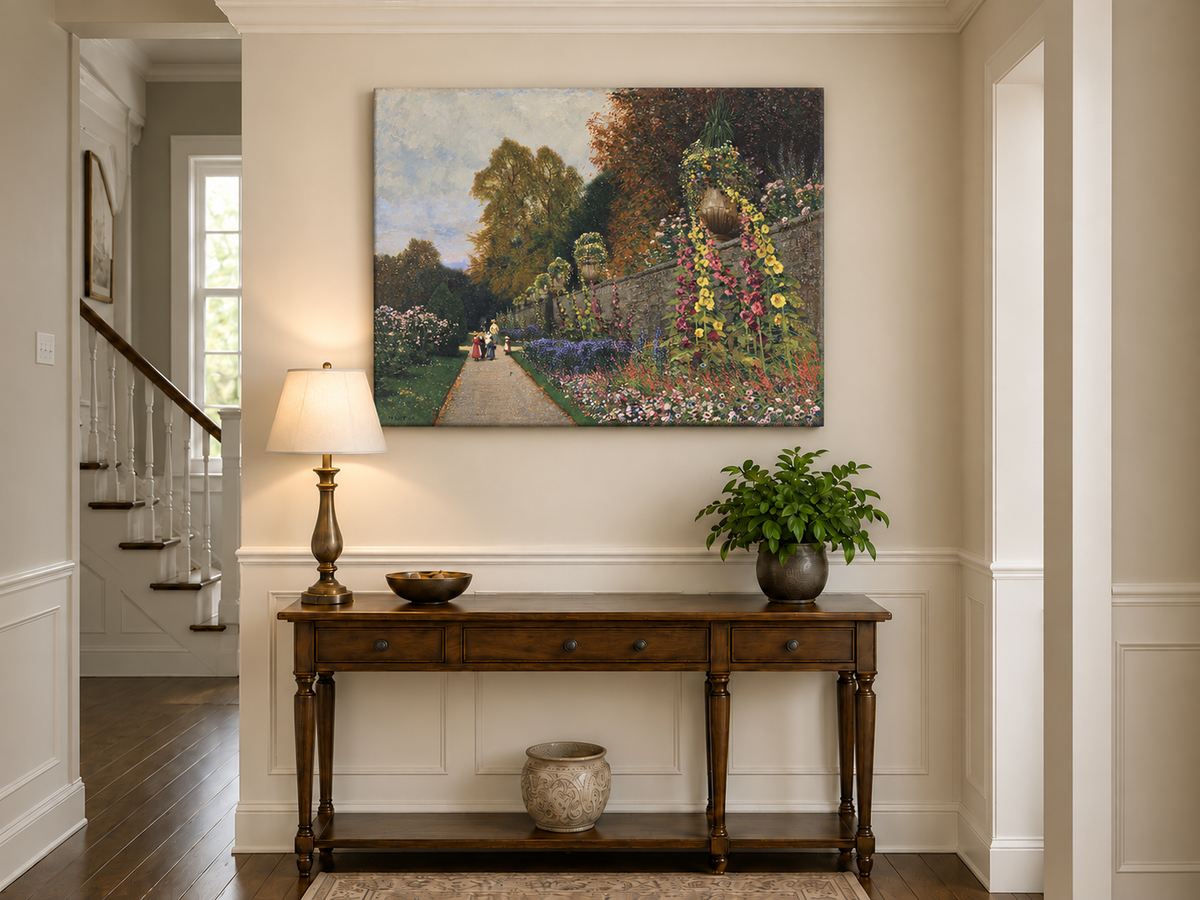 Peinture à l'huile de paysage - Allée de jardin ornemental