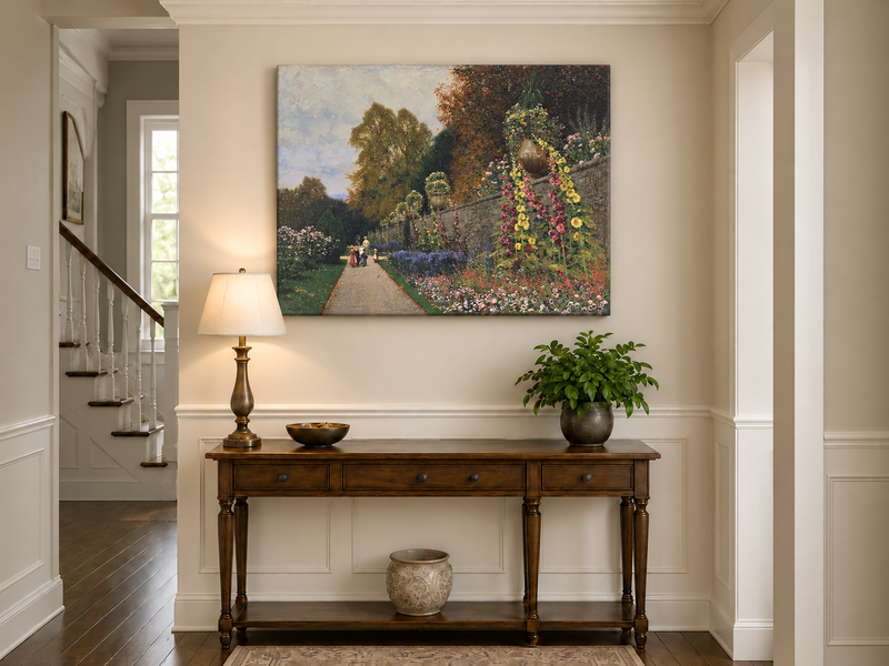 Peinture à l'huile de paysage - Allée de jardin ornemental