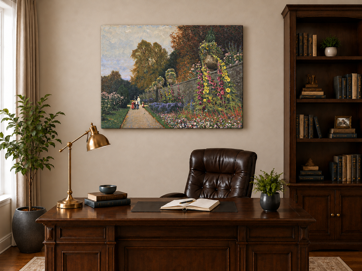 Peinture à l'huile de paysage - Allée de jardin ornemental