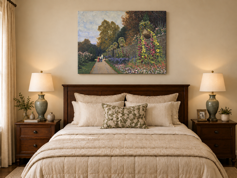 Peinture à l'huile de paysage - Allée de jardin ornemental