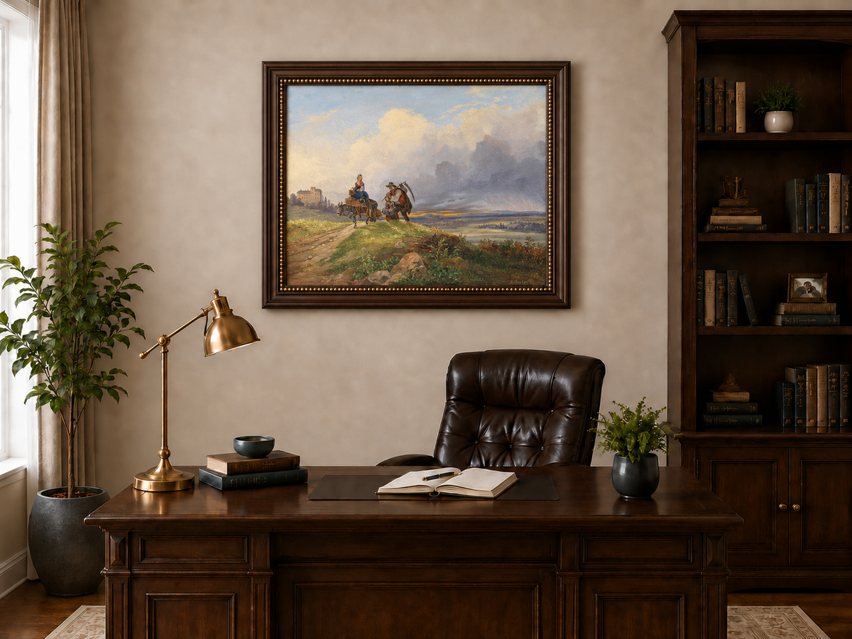 Landscape Oil Painting - Rural Harvest Homecoming