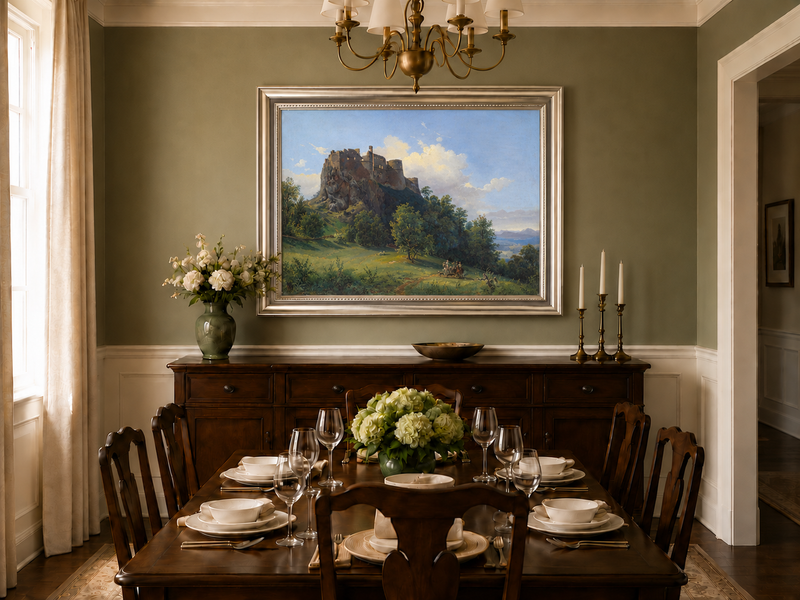 Landscape Oil Painting - Castle Ruin on Rocky Hill