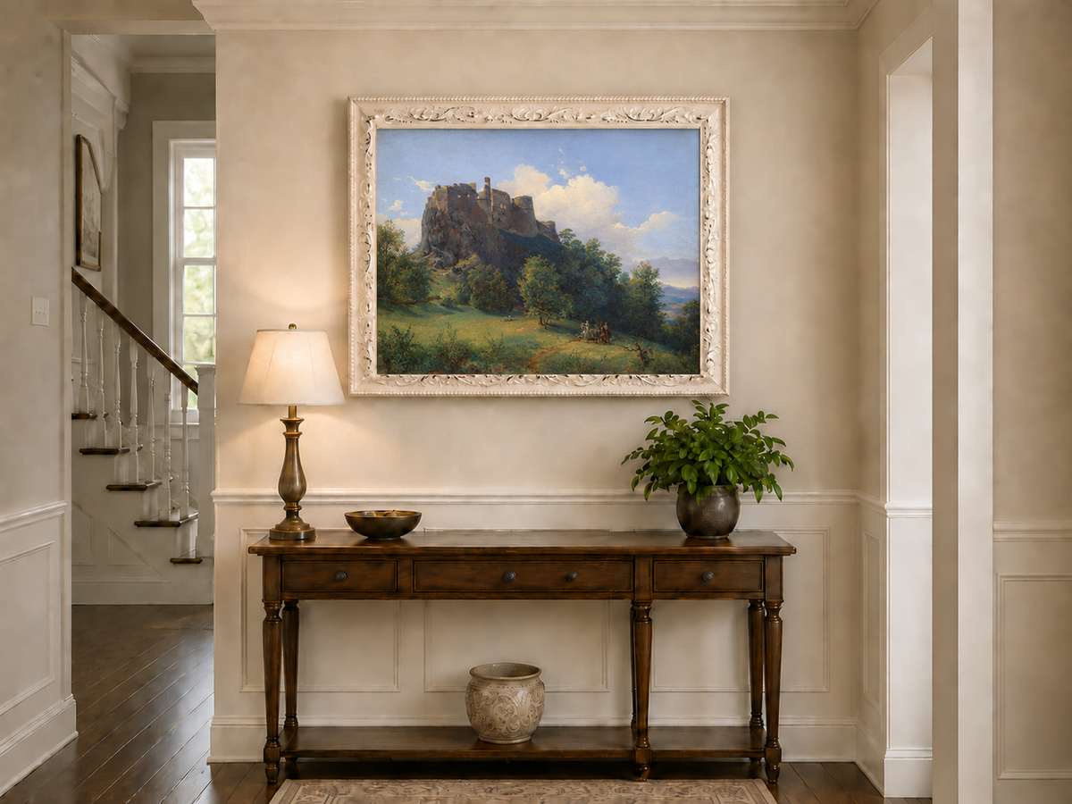 Landscape Oil Painting - Castle Ruin on Rocky Hill