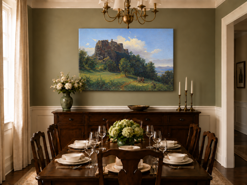 Landscape Oil Painting - Castle Ruin on Rocky Hill