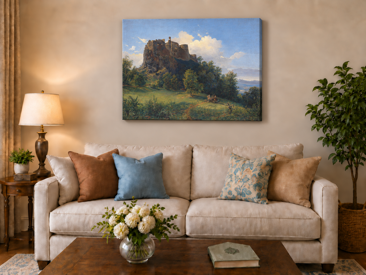 Landscape Oil Painting - Castle Ruin on Rocky Hill